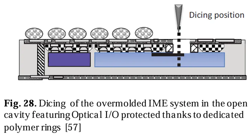 在開放式腔體中切割過模IME系統(tǒng)，該腔體通過專用聚合物環(huán)保護(hù)光學(xué)/O[
