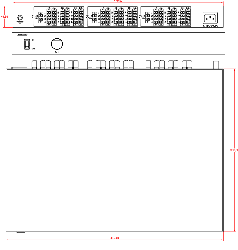 3-D1×12機架式光開關尺寸圖 - 廣西科毅光通信 3-D1×12機架式光開關尺寸圖 - 廣西科毅光通信