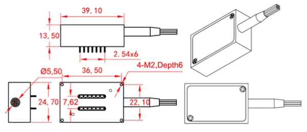 1×16單模MEMS光開關(guān)封裝尺寸結(jié)構(gòu)圖 - 廣西科毅光通信